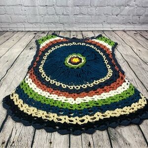 Solution Multicolored‎ Bohemian Open Knit Sleeveless Pullover (A21)